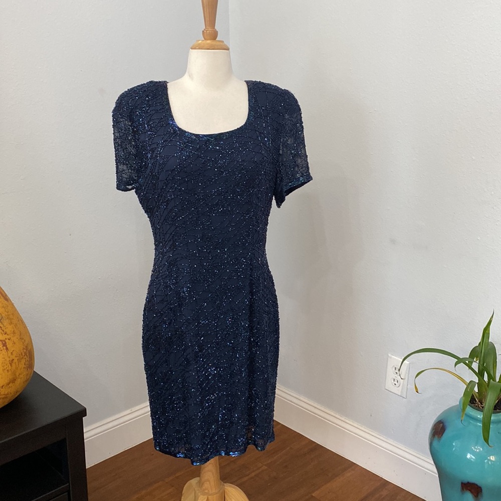 BLACKTIE OLEG CASSINI Silk Sheath Midi Dress Size 8‎